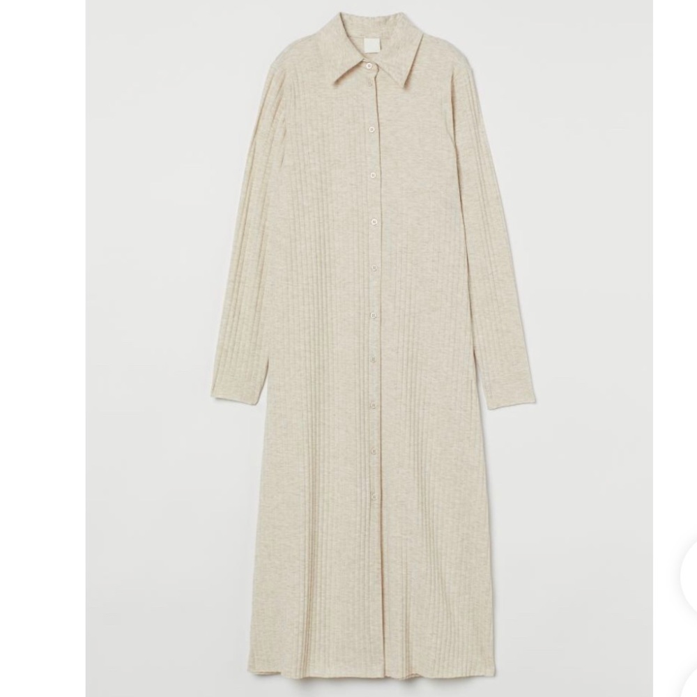 H&M Cream Shirtdress GUC Size M